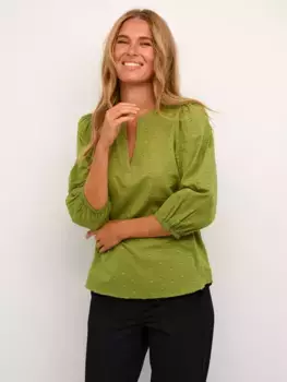 Блуза KAFFE Jollia Cotton, цвет calla/green