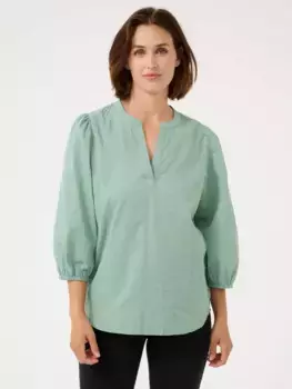 Блуза KAFFE Jollia V-Neck, цвет granite/green
