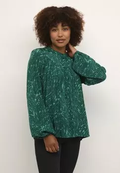 Блуза Kaffe MARIANNE BANDKRAGEN, цвет green leo print