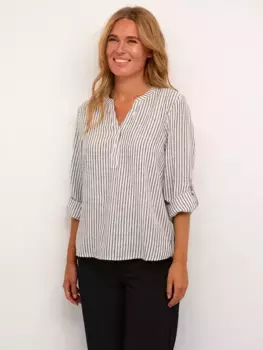 Блуза KAFFE Milia Linen Blend Stripe, цвет chalk/black/stripe