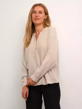 Блуза KAFFE Milia Linen Blend Stripe, цвет chinchilla/chalk