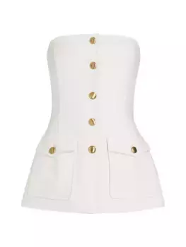 Блуза карго без бретелек из смесовой шерсти Rosetta Getty, слоновая кость