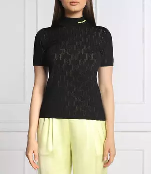 Блуза Karl Lagerfeld boucle slim fit, черный