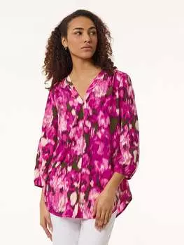 Блуза Kelly больших размеров с принтом и V-образным вырезом, плиссированная, крепдешин Jones New York, цвет bright orchid multi