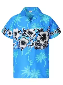 Блуза King Kameha Flower Chest, бирюзовый