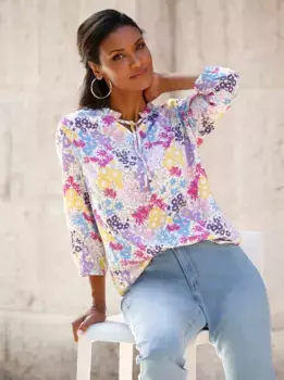 Блуза-комбинация Classic Basics, цвет Ecru-Flieder-Bedruckt