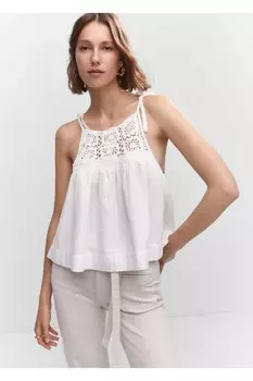 Блуза крючком Mango, экрю