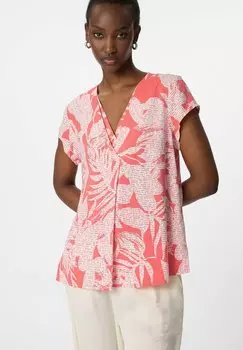 Блуза KURZARM MIT V-AUSSCHNITT UND ALL-OVER-PRINT comma, розовый
