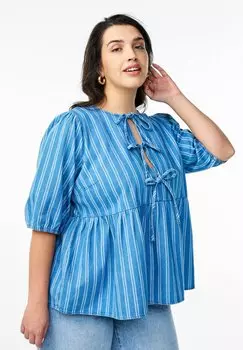 Блуза KURZRMELIGE MIT STREIFENMUSTER Zizzi, цвет Blue Denim Stripe