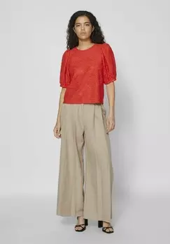 Блуза KURZRMELIGES RUNDHALS VILA, светло-красный