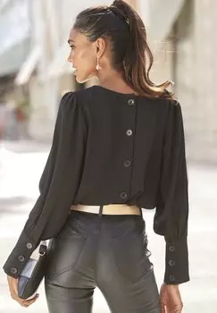 Блуза LANGARM LASCANA, черный