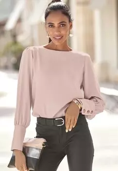 Блуза LANGARM LASCANA, светло-розовый