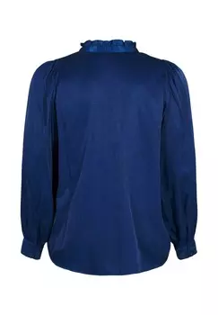 Блуза LANGRMELIGE MIT RSCHEN UND V-AUSSCHNITT Zizzi, синий