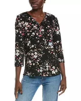 Блуза-лапша Jones New York с рукавами 3/4, черный