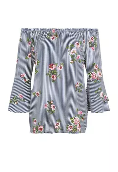 Блуза LASCANA Carmen, цвет marine-wei-gestreift