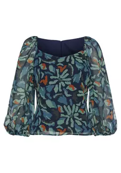Блуза LASCANA Chiffon, цвет marine-dunkelgrn