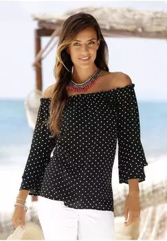 Блуза LASCANA, цвет schwarz-wei-gepunktet