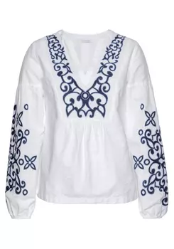 Блуза LASCANA Langarm, белый