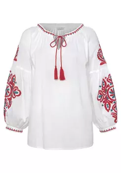 Блуза LASCANA Langarm, белый