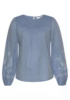 Блуза LASCANA Langarm, цвет denim-creme