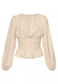 Блуза LASCANA Langarm, кремовый