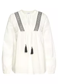 Блуза LASCANA Langarm, кремовый