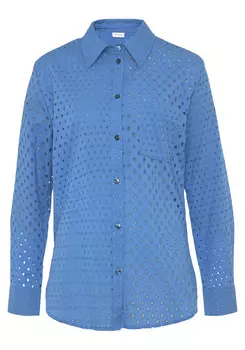 Блуза LASCANA Langarm, синий