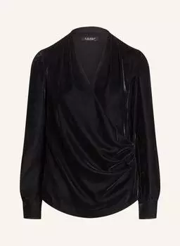 Блуза LAUREN RALPH LAUREN in Wickeloptik aus Samt, черный