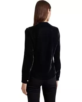 Блуза LAUREN Ralph Lauren Petite Pleated Velvet Surplice Blouse, цвет Black Velvet