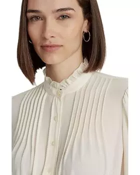 Блуза LAUREN Ralph Lauren Pleated Georgette Blouse, цвет Mascarpone Cream