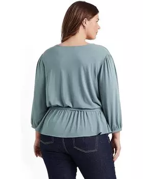 Блуза LAUREN Ralph Lauren Plus Size Jersey Peplum Blouse, цвет Highland Sea