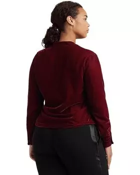 Блуза LAUREN Ralph Lauren Plus-Size Pleated Velvet Surplice Blouse, цвет Deep Rhodonite Velvet