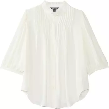 Блуза LAUREN Ralph Lauren Plus Size Pleated Georgette Blouse, цвет Mascarpone Cream