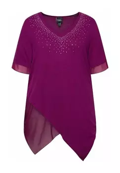 Блуза LAYERED SHORT SLEEVE RHINESTONE Ulla Popken, фиолетовый