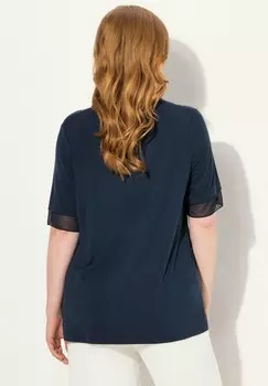 Блуза LAYERED SHORT SLEEVE RHINESTONE Ulla Popken, темно-синий