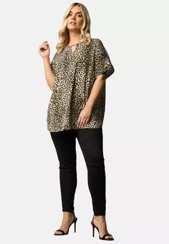 Блуза LEOPARD PRINT Yours Clothing, коричневый