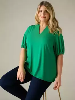 Блуза Live Unlimited Curve Ditsy Jersey, зеленый