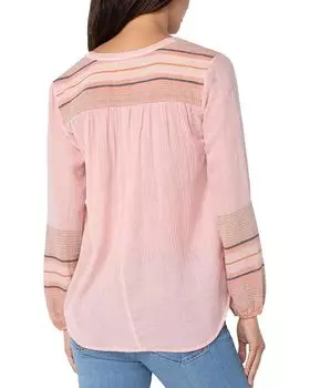 Блуза Liverpool Los Angeles Button Front Shirred Blouse, цвет Pink Multi Yarn