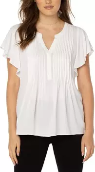 Блуза Liverpool Los Angeles Flutter Sleeve Popover Blouse with Pin Tuck, белый