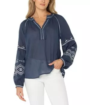 Блуза Liverpool Los Angeles Long, цвет Insignia Blue/Embroidery