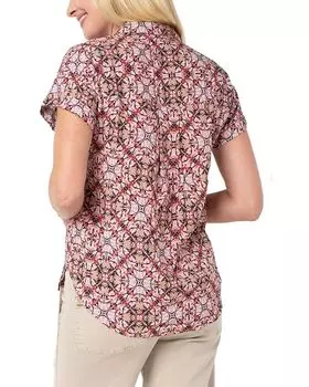 Блуза Liverpool Los Angeles Rolled Sleeve Button Front Printed Viscose Blouse, цвет Dyed Abstract Tile Print