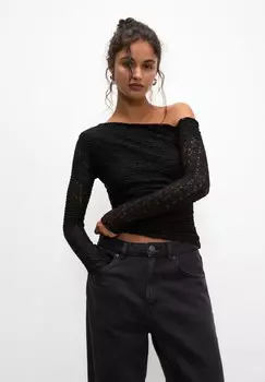 Блуза LONG SLEEVE PULL&BEAR, черный