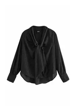 Блуза LONG SLEEVE TIE NECK Next, черный
