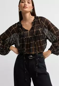 Блуза LONG SLEEVE TIE NECK Next, черный