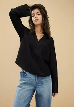 Блуза LONG SLEEVE V-NECK PETITE Next, черный