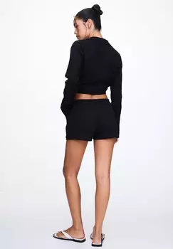 Блуза LONG SLEEVE WITH KNOT PULL&BEAR, черный