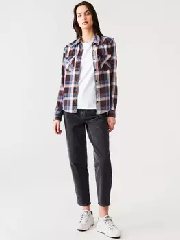 Блуза LTB, цвет anthrazit/blau/rot