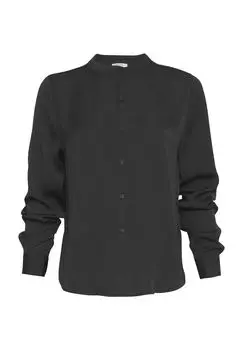 Блуза Луэлла, воротник стойка, планка на пуговицах, женская MSCH COPENHAGEN, черный