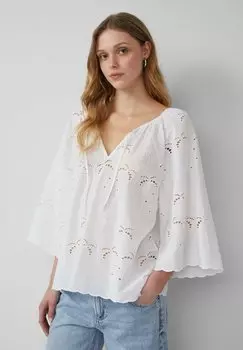 Блуза LUCHTIGE MET OPENGEWERKT BORDUURSEL QS, кремовый