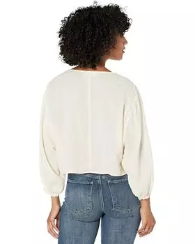 Блуза Lucky Brand Embroidered Round Neck Boxy Blouse, белый